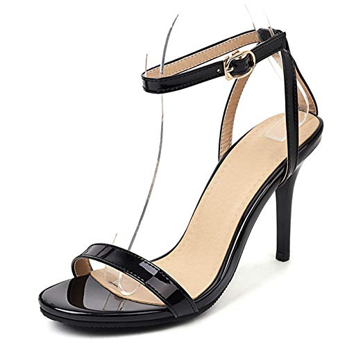 CUTEHEELS Damen-Sandale mit Zwei Riemen(Schwarz2,38) von CUTEHEELS