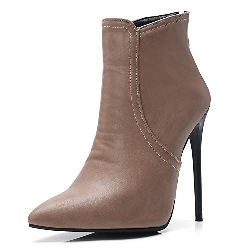 CUTEHEELS Damen Sexy Stiefeletten Stiletto Absatz Schuhe (Khaki, 39 EU) von CUTEHEELS