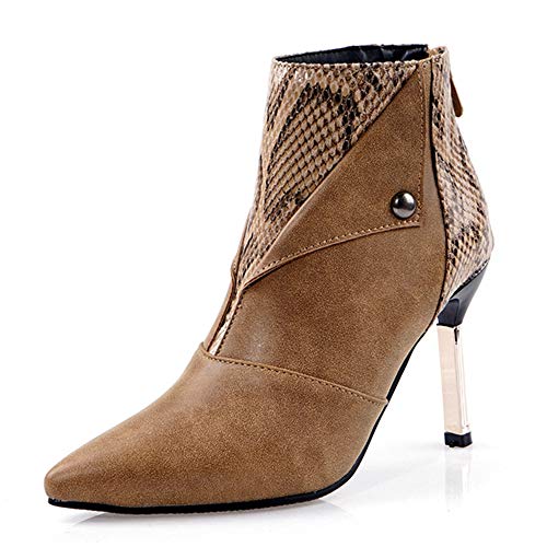 CUTEHEELS Damen Sexy Stiefeletten mit Stiletto Absatz (Braun, 37 EU) von CUTEHEELS