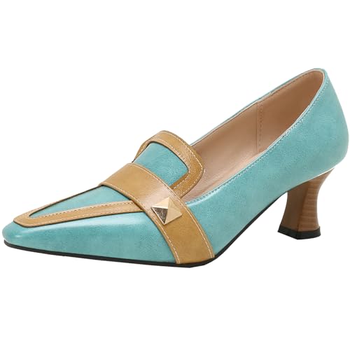 CUTEHEELS Damen Slip-on Business Pumps mit Kitten Heels und Spitzer Zehenpartie (Blau, 45) von CUTEHEELS