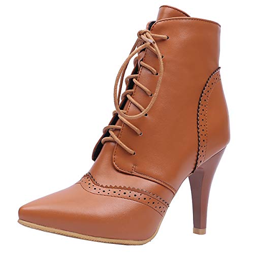 CUTEHEELS Damen Stiefel mit Absatz Schnürsenkel Stiefeletten von CUTEHEELS