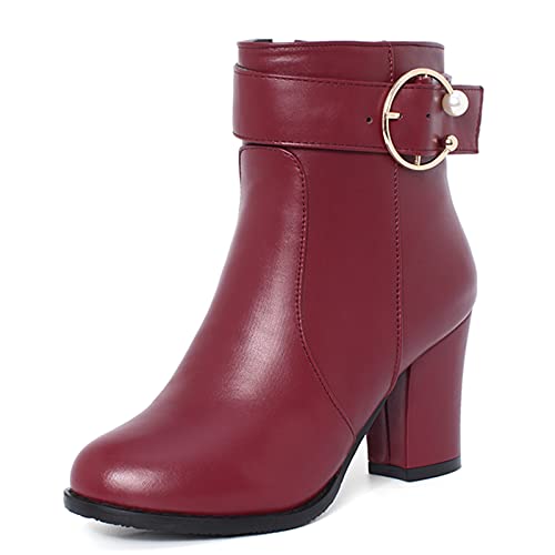 CUTEHEELS Damen Stiefel mit Blockabsatz Reißverschluss Langschaft Stiefel von CUTEHEELS