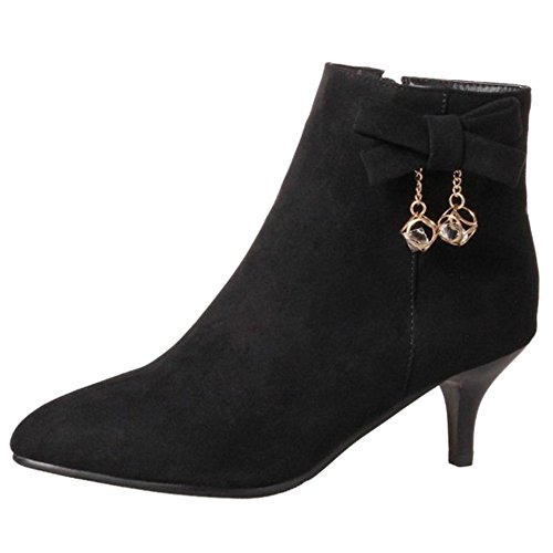 CUTEHEELS Damen Stiefeletten mit Spitzer Zehenpartie mit Kitten Heel und Seitlichem Reißverschluss (Schwarz, 37 EU) von CUTEHEELS