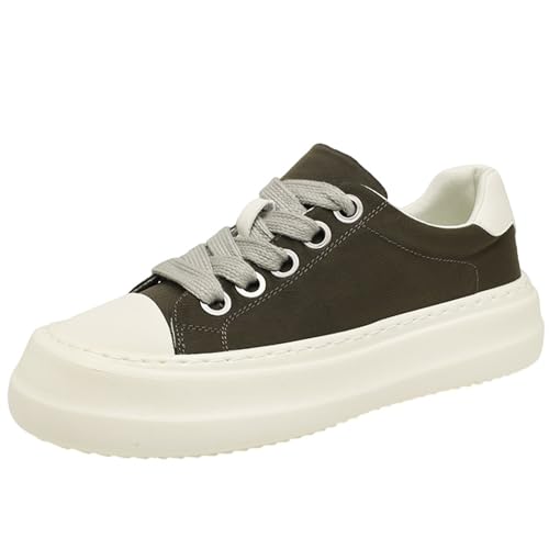 CUTEHEELS Freizeitschuhe - Komfortsohle mit Dicker Ferse für Stadtbummel Atmungsaktiv & Griffsohle (Khaki, 44 EU) von CUTEHEELS