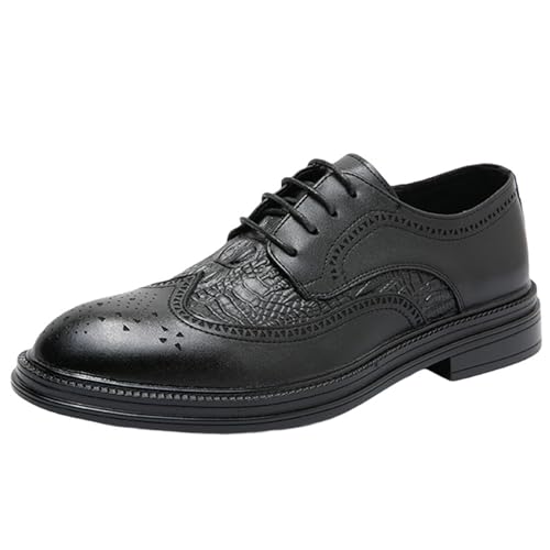 CUTEHEELS Herren Business Dress Schuhe - Mikrofaser Leder Schuhe mit Spitzer Zehenpartie (Schwarz, 44 EU) von CUTEHEELS