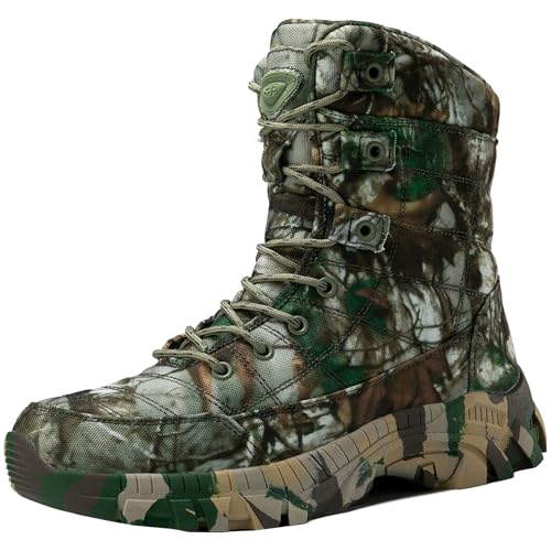 CUTEHEELS Herren Outdoor Camouflage Jagdstiefel/Langlebige Taktische Kampfstiefel (Camo Grün, 40) von CUTEHEELS