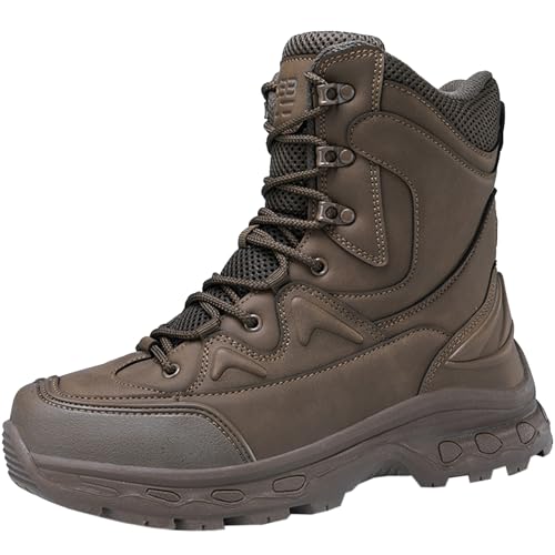 CUTEHEELS Herren Outdoor Wasserdichte Training Jagdstiefel/Rutschfeste Langlebige High-Top Trekking-/Wanderstiefel - Perfekt für Trail- und Abenteuersportarten (Braun, 44) von CUTEHEELS