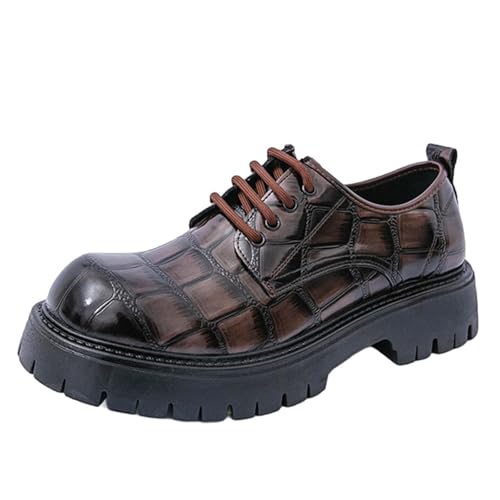 CUTEHEELS Herren PU Schnürschuhe Mit Dicker Sohle Für Freizeit Und Büro (Braun, 40 EU) von CUTEHEELS
