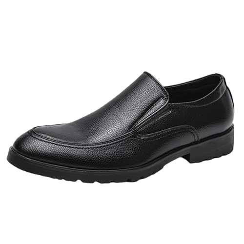 CUTEHEELS Herren Schuhe mit Weite in Spitzenform - Business Slip-On ohne Schnürsenkel (Schwarz, 44 EU) von CUTEHEELS