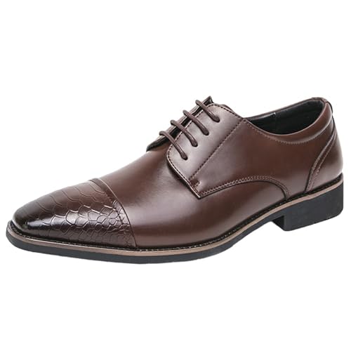 CUTEHEELS Herren Spitze Kappe Schnürschuhe PU Business & Modischer Look (Braun, 44 EU) von CUTEHEELS