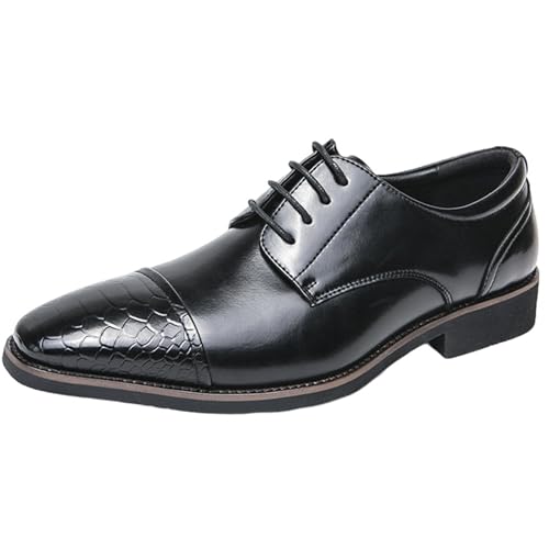 CUTEHEELS Herren Spitze Kappe Schnürschuhe PU Business & Modischer Look (Schwarz, 38 EU) von CUTEHEELS