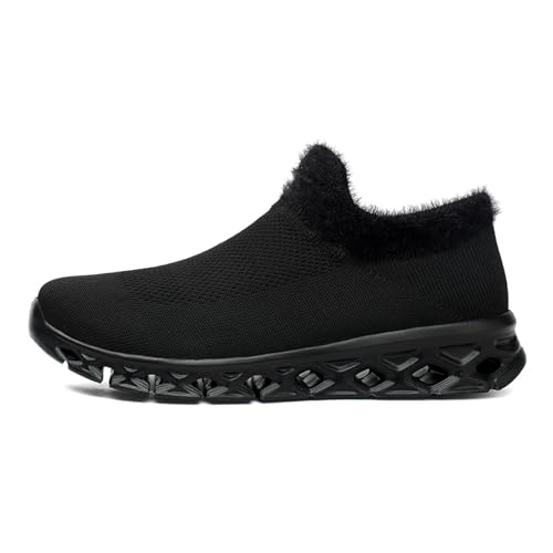 CUTEHEELS Herren- und Damenmode Slip-On Leichte Turnschuhe - Erhältlich in Warmen und Kalten Innenoptionen (Schwarz Warmfutter, 44 EU) von CUTEHEELS