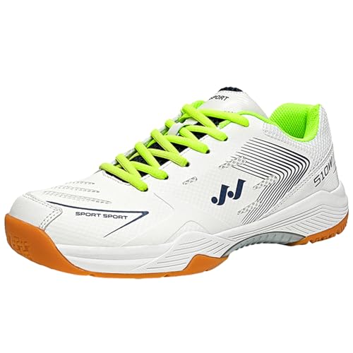 CUTEHEELS Multisport Hallenschuhe - Atmungsaktive Tennis & Badminton Schuhe mit Gewölbestütze (Weiß-Grün, 45 EU) von CUTEHEELS