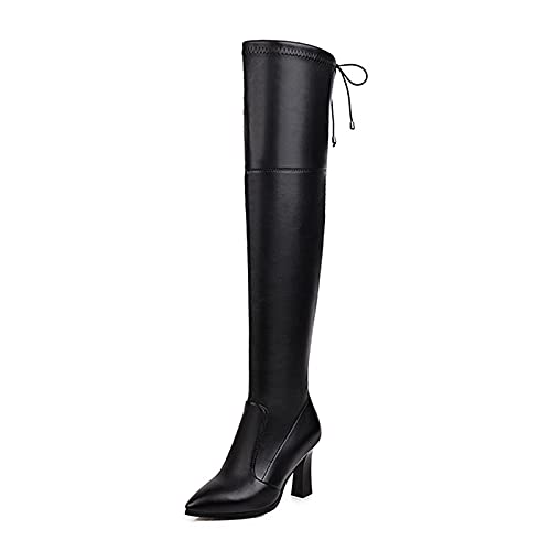 CUTEHEELS Overknee-Stiefel für Damen mit spitzer Zehenpartie(Schwarz,36) von CUTEHEELS