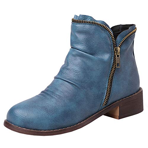 CUTEHEELS Stiefeletten für Damen mit Niedrigem Absatz（Blau，37） von CUTEHEELS