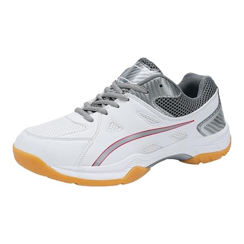 CUTEHEELS Unisex Badminton & Freizeitschuhe - Atmungsaktive Sportschuhe mit Zehenschutz (Weiß-Grau, 40 EU) von CUTEHEELS