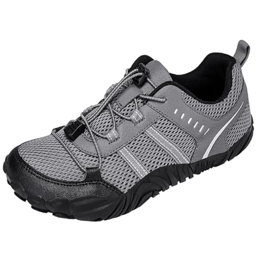CUTEHEELS Wide Last Outdoor Wanderschuhe - Quick-Lock-System zum Wandern Atmungsaktives Mesh und Geländegängiger Grip (DunkelGrau, 48 EU) von CUTEHEELS