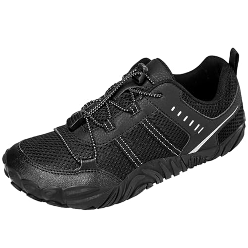 CUTEHEELS Wide Last Outdoor Wanderschuhe - Quick-Lock-System zum Wandern Atmungsaktives Mesh und Geländegängiger Grip (Schwarz, 45 EU) von CUTEHEELS