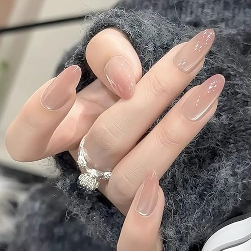 Pink Cat Eye Press on Nails Medium Long Almond Pure Handmade Fake Nails Cat Eye Falsche Nägel Acryl Wiederverwendbar Full Cover Stick on Nail für Frauen Mädchen 10pcs (XS, Rosa) von CUTENS