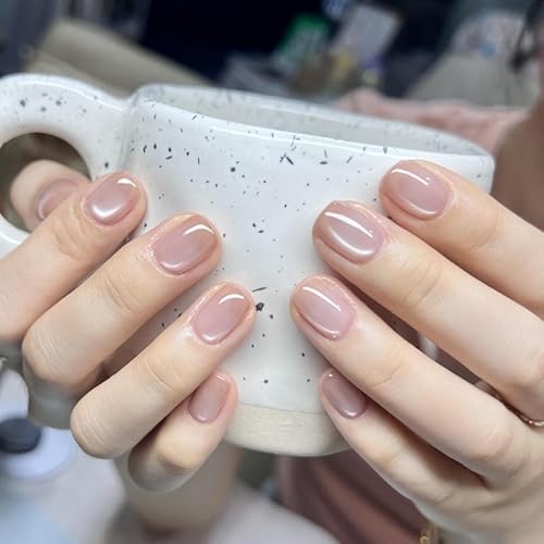 Pink Cat Eye Press on Nails Short Pure Handmade Fake Nails Cat Eye Falsche Nägel 10pcs Acryl Wiederverwendbar Full Cover Stick on Nail für Frauen Mädchen (M, Rosa) von CUTENS