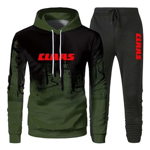 CUTEZED Herren-Trainingsanzug-Set CL_AAS Lose Kapuzenpullover Und Jogginghose Mit Buchstabendruck, Streetwear-Kapuzenjacke + Sporthose,3XL, Green von CUTEZED