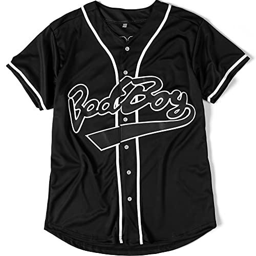 Bad Boy 10 Baseball Trikot 90er Jahre Hip Hop Männer Kleidung für Geburtstag Party Club Pub Kleid - Schwarz - X-Groß Bad Boy 10 Baseball Trikot 90er Jahre Hip Hop Männer Kleidung für Geburtstag Party Club Pub Kleid - Schwarz - X-Groß von CUTHBERT