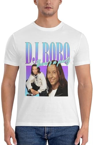 DJ Bobo 90s Style Eurodance T-Shirt Black t-Shirts for Men Aesthetic Clothing White M von CUTLERY SUIT