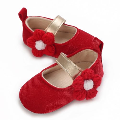 CUTeFiorino 29 Hausschuhe für Babys, und Mädchen, gemütliche Fleece-Schuhe, weicher Boden, warm, für Mädchen von 0 bis 12 Monaten Sandalen Kinder 36 (Red, 19 Infant) von CUTeFiorino