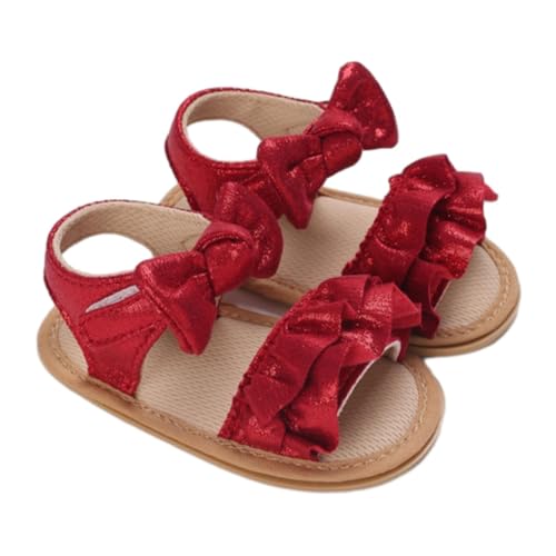 CUTeFiorino 37 Kinder Baby Kleinkind Kleinkind Mädchen PU Weiche Offene spitze Sommer Sandalen Prinzessin Flache Schuhe Für Sommer Thermostiefel Jagdstiefel (Red, 19 Infant) von CUTeFiorino