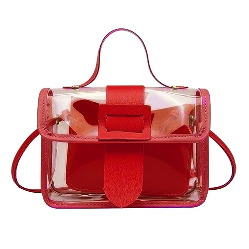 CUTeFiorino Adventskalender Taschen Befüllen Durchsichtige Umhängetasche, Handtasche, Stadion-zugelassene Konzerttasche aus veganem für Frauen und Teenager-Mädchen Taktischer Gürtel (Red, One Size) von CUTeFiorino