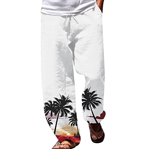 CUTeFiorino Baggy Freizeithose Herren Lange Jogginghose Oversize Hawaii Sweathose mit Taschen Arbeitshosen Gummizug Harenhose Herren Sweathose Atmungsaktiv Bequem Freizeithose Herren S-3XL von CUTeFiorino