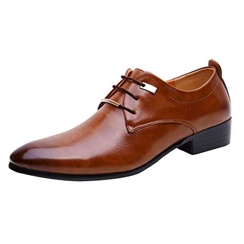 CUTeFiorino Business Anzugschuhe Herren Lederschuhe Lack Lederfutter Hochzeitsschuh Lackschuhe Oxford Smoking Lackleder Brogue Schuhe Hochzeit Derby Leder Smokingschuh Anzugschuhe Herren Braun Leder von CUTeFiorino