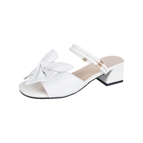 CUTeFiorino Damen Blockabsatz Sandalen Elegant Abend Party Pumps Offener Zeh Brautschuhe Mode Mit Bowknot Strandsandalen Weichen Sohlen Römersandalen Sommerschuhe Slipper Auf Brautjungfer Brautschuhe von CUTeFiorino