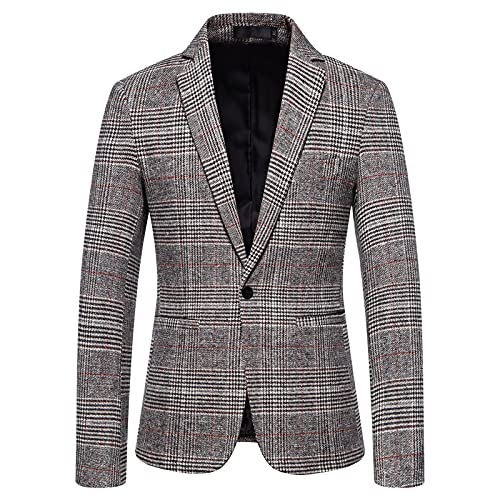 CUTeFiorino Festliche Business Anzug für Herren und Jugendliche mit Karomuster Tailored Fit Gentleman Sakko 1 Knopf Sportjacke Mode Vintage Jacke Herren 1920er Herrenanzug Gangster Blazer M-4XL von CUTeFiorino