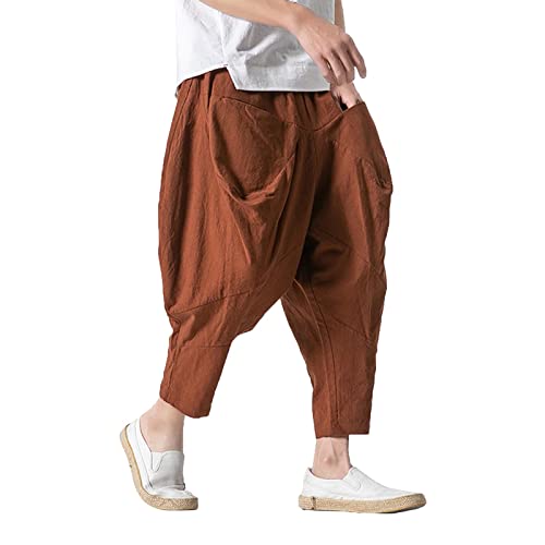 CUTeFiorino Geile Hosen Slim Straight Cotton Neunviertelhose für Herren Sommer Freizeithose Atmungsaktive Hose für Herren Hosen Herren Festlich (Coffee, XXL) von CUTeFiorino