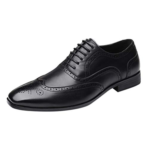 CUTeFiorino Halbschuhe Herren Leder Tango Schuhe Herren Atmungsaktive Bequeme Business-Schnürschuhe für die Arbeit, Freizeit, einfarbige Lederschuhe für Herren (jsjm240415_A-Black, 43) von CUTeFiorino