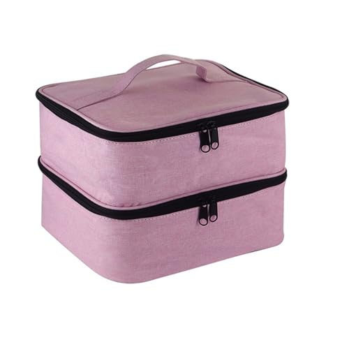 CUTeFiorino Hand Taschen Schwarz Double Layer Nail Polish Organizer Portable Bag Organizer Case Nail Polish Carrying Case with Manicure Tools Storage High Capacity Nail Bag Organizer (Pink, One Size) von CUTeFiorino