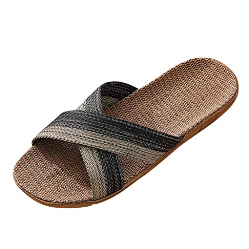 CUTeFiorino Hausschuhe Herren Sommerschuhe Herren Slippers PVC Home Men's Slip On Slides Leinen Gewebte Optik Indoor Fashion Cane Beach Shoes Casual Men's slipper 40,40,42,43,44 von CUTeFiorino