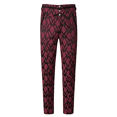 CUTeFiorino Herren Gothic Hose Cosplay Kostüm Hose Steampunks Viktorianische Hose Man Jogginghose (RD2, XXL) von CUTeFiorino