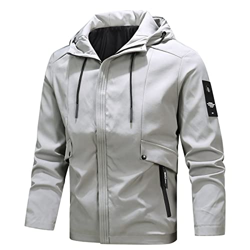 CUTeFiorino Herren Jacke Herbst Kapuzenjacke Mode Herbstjacke übergröße Softshelljacke Soft Bequem Zipjacke Versteckter Zipper Casual Bikerjacke für Herren Übergangsjacke Größe 3XL-7XL von CUTeFiorino