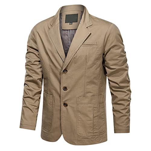 CUTeFiorino Herren Sakko übergröße Blazer Herbst Anzugsakko Baumwolle Chino Freizeitanzug Herren Outdoorjacke 3 Knopf Sportlich Herrenjacken für Hochzeit Business Größe L XL XXL 3XL 4XL von CUTeFiorino