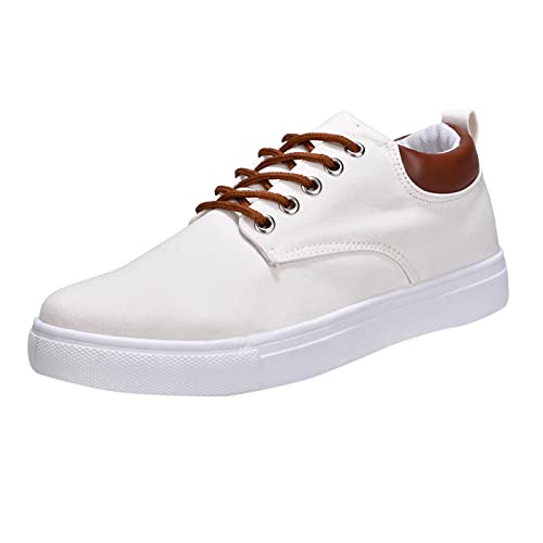 CUTeFiorino Herren Schuhe Business 48 Männer Low Top Canvas Wanderschuhe schnüren Mode Turnschuhe Freizeitschuhe Pons Schuhe Herren (White, 42) von CUTeFiorino