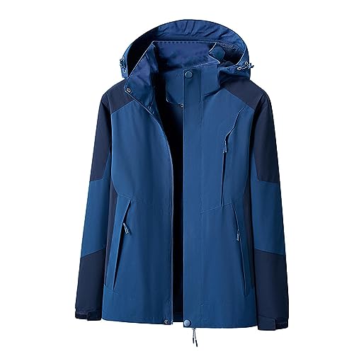 CUTeFiorino Herren Wanderjacke Wasserabweisend Outdoorjacke Leicht Übergangsjacke Funktionsjacke Trekkingjacke Winddicht Softshelljacke Zipper Taschen mit Abnehmbarer Kapuze L XL XXL 3XL 4XL 5XL 6XL von CUTeFiorino