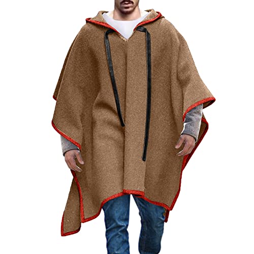 CUTeFiorino Herren Winterjacke Herbst Winter Lose Poncho Mode Einfarbig Mit Kapuze Trenchcoat Männer Outwear Retro Loose Fit Übergangsjacke Party Große Größen Overcoat Strickjacke Lang Wintermantel von CUTeFiorino