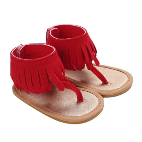 CUTeFiorino Kinder 29 Baby Mädchen Sandalen Rüschen Schleife Premium Weiche Sohle Offene Zehen Atmungsaktive Sommer Outdoor Schuhe Baby Sandalen 0 12 Monate Mädchen Sandalen 35 (Red, 19 Infant) von CUTeFiorino