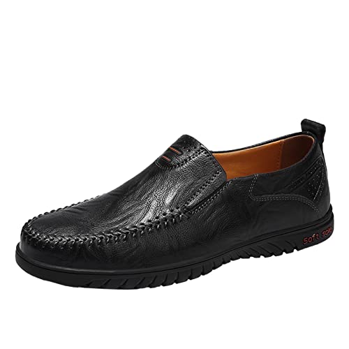 CUTeFiorino Lederschuhe Herren braun bequem Langlaufski Set Herren Klassisch Mit Bindung Und Schuhe Flache Loafer für Herren, Slip-On, Business-Kleiderschuhe, zum (Z jsjm-E-Black, 43) von CUTeFiorino