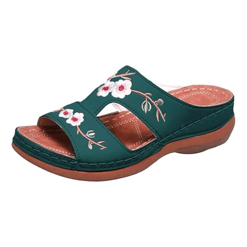 CUTeFiorino Pantoletten Damen Mit Fussbett Elegante Sandaletten Sommer Hausschuhe Sommerschuhe Orthopädische Keilabsatz Slides Sandalen Plattform Slipper Mit Absatz Pantoletten Plateau Freizeitschuhe von CUTeFiorino