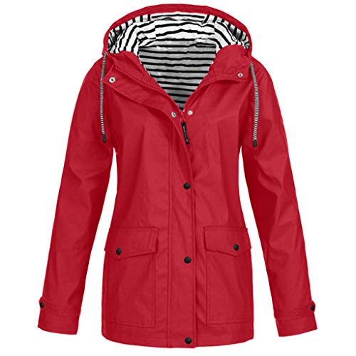 CUTeFiorino Regenjacke Damen Wasserdicht Winddichter Atmungsaktiv Regenmantel Regenparka mit Kapuze Leichte Dünne Windbreaker Übergangsjacke Mit Taschen Windjacke Trenchcoat Wandern Sommerjacke von CUTeFiorino
