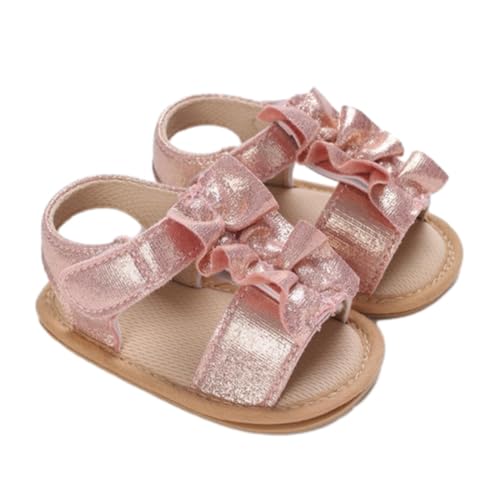 CUTeFiorino Sandale Barfuß Kind Kleinkind Baby Mädchen Sandalen Komfort Premium Sommer Outdoor Casual Strandschuhe mit Blumenschleife Anti-Rutsch-Gummisohle Neugeborenes Kleinkind (Red, 19 Infant) von CUTeFiorino