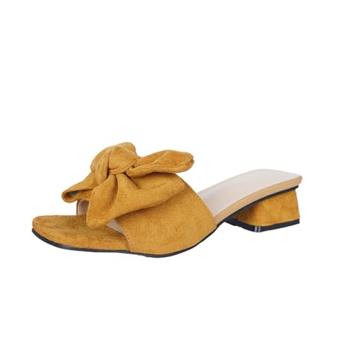 CUTeFiorino Sandalen Damen Elegant mit Absatz Pantoletten Offener Zeh Mit Bowknot Sommerschuhe Bequem mit Keilabsatz Römersandalen Casual Rutschfeste Strandsandalen Atmungsaktiv Hausschuhe Slipper von CUTeFiorino